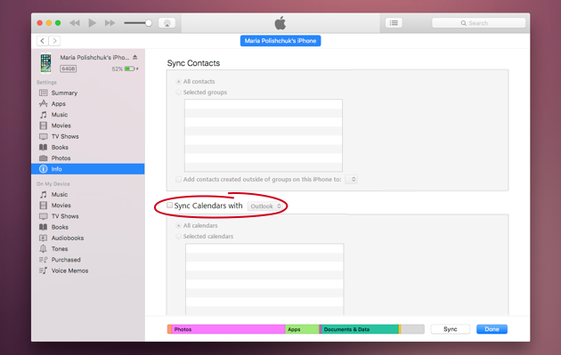 sync outlook for mac contacts to iphone